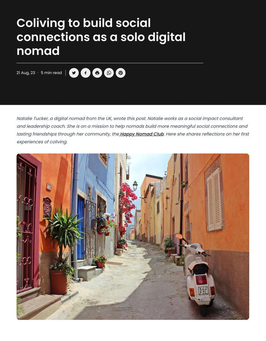 Screenshot of blog post